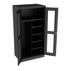 Tennsco - 6 Shelf Combination Storage Cabinet - Steel, 36" Wide x 24" Deep x 72" High, Black - Apex Tool & Supply
