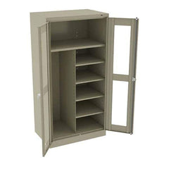 Tennsco - 6 Shelf Combination Storage Cabinet - Steel, 36" Wide x 24" Deep x 72" High, Sand - Apex Tool & Supply
