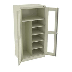Tennsco - 6 Shelf Combination Storage Cabinet - Steel, 36" Wide x 24" Deep x 72" High, Champagne/Putty - Apex Tool & Supply