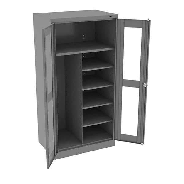 Tennsco - 6 Shelf Combination Storage Cabinet - Steel, 36" Wide x 24" Deep x 72" High, Medium Gray - Apex Tool & Supply