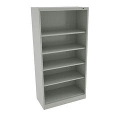 Tennsco - 5 Shelf, 150 Lb. Capacity, Closed Shelving Storage Cabinets and Lockers - 36 Inch Wide x 18 Inch Deep x 72 Inch High, Light Gray - Apex Tool & Supply