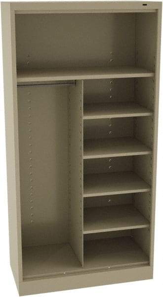 Tennsco - 5 Shelf, 150 Lb. Capacity, Closed Shelving Storage Cabinets and Lockers - 36 Inch Wide x 18 Inch Deep x 72 Inch High, Sand - Apex Tool & Supply