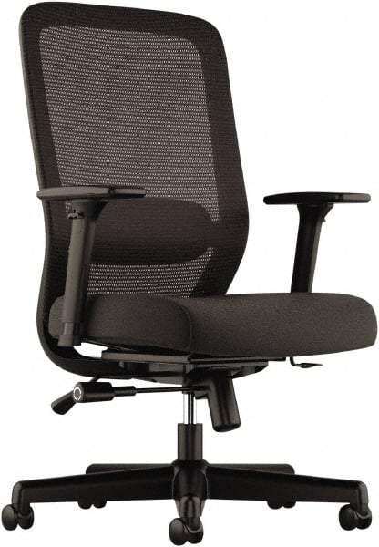 Basyx - 43" High Executive Chair - 25" Wide x 26-3/4" Deep, 100% Polyester Seat, Black - Apex Tool & Supply