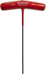 Bondhus - 2mm Hex, T-Handle Cushion Grip, Hex Key - 5-29/32" OAL, Protanium High Torque Steel, Metric System of Measurement - Apex Tool & Supply