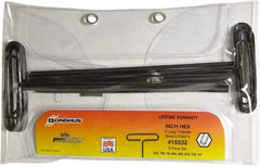 Bondhus - T-Handle Hex Key Set - Hex Range 3/32 to 1/4", Protanium High Torque Steel - Apex Tool & Supply
