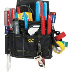 CLC - Electrician's Holster with 9 Pockets - Ballistic Polyester, Black, 7" Wide x 6" High x 2" Deep - Apex Tool & Supply