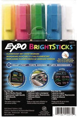 Expo - Blue, Green Pink, Yellow & White Bullet Point Wet Erase Markers - For Use with Black Marker Boards, Fluorescent Light Boards, Glass Boards & White Boards - Apex Tool & Supply