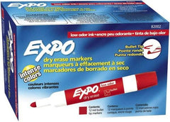 Expo - Red Low Odor Bullet Tip 12 Pack Dry Erase Markers - For Use with Dry Erase Marker Boards - Apex Tool & Supply