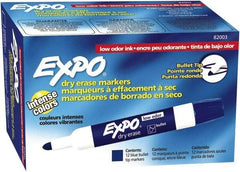 Expo - Blue Low Odor Bullet Tip 12 Pack Dry Erase Markers - For Use with Dry Erase Marker Boards - Apex Tool & Supply