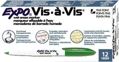 Expo - Green Fine Tip 12 Pack Wet Erase Markers - For Use with Dry Erase Marker Boards - Apex Tool & Supply