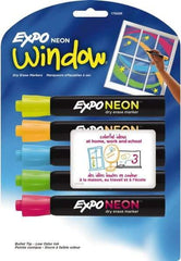 Expo - Blue, Green, Orange, Pink & Yellow Bullet Tip Neon 5 Pack Dry Erase Markers - For Use with Dry Erase Marker Boards - Apex Tool & Supply