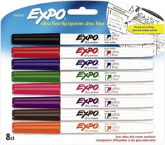 Expo - Black, Blue, Brown, Green, Orange, Pink, Purple & Red Low Odor Ultra Fine Tip 8 Pack Dry Erase Markers - For Use with Dry Erase Marker Boards - Apex Tool & Supply