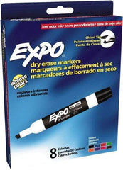 Expo - Black, Blue, Brown, Green, Orange, Pink, Purple & Red Low Odor Chisel Tip 8 Pack Dry Erase Markers - For Use with Dry Erase Marker Boards - Apex Tool & Supply