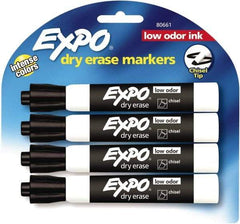 Expo - Black Low Odor Chisel Tip 4 Pack Dry Erase Markers - For Use with Dry Erase Marker Boards - Apex Tool & Supply