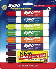 Expo - Black, Blue, Brown, Green, Orange, Pink, Purple & Red Low Odor Chisel Tip 8 Pack Dry Erase Markers - For Use with Dry Erase Marker Boards - Apex Tool & Supply