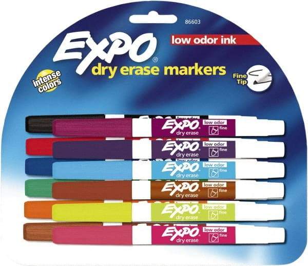 Expo - Aqua, Black, Blue, Brown, Green, Lime, Orange, Pink, Plum, Pumpkin, Purple & Red Low Odor Fine Tip Dry Erase Markers - For Use with Dry Erase Marker Boards - Apex Tool & Supply