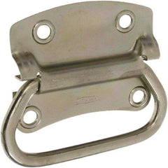 National Mfg. - 3-1/2" Wide Plate x 2-39/50" High Plate, 2-3/4" Bail ID, #0, Steel Chest Handle - #6 Screw, 4.23" Wide x 3.53" High, 0.28" Mounting Hole Diam, Zinc Plated, 4 Holes - Apex Tool & Supply