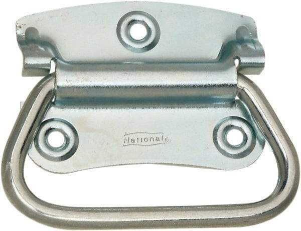 National Mfg. - 2-3/4" Wide Plate x 2" High Plate, 2" Bail ID, #0, Steel Chest Handle - #6 Screw, 3.35" Wide x 2.74" High, 0.165" Mounting Hole Diam, Zinc Plated, 4 Holes - Apex Tool & Supply