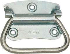 National Mfg. - 2-3/4" Wide Plate x 2" High Plate, 2" Bail ID, #0, Steel Chest Handle - #6 Screw, 3.35" Wide x 2.74" High, 0.165" Mounting Hole Diam, Zinc Plated, 4 Holes - Apex Tool & Supply