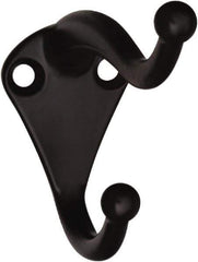 National Mfg. - 1" Wide x 2" High x 0.11" Thick, Double Coat & Hat Hook - 2-3/4" Projection, Oil Rubbed Bronze - Apex Tool & Supply