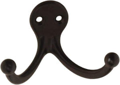 National Mfg. - 2" Wide x 1" High x 0.11" Thick, Double Prong Robe Hook - 1-3/4" Projection, Oil Rubbed Bronze - Apex Tool & Supply