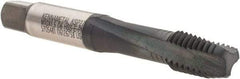 Kennametal - M10x1.50 Metric Coarse 3 Flute 6H Modified Bottoming Spiral Flute Tap - Vanadium High Speed Steel, AlCrTiN Finish, 2-15/16" OAL, Right Hand Flute, Right Hand Thread, D6, Series T692 - Apex Tool & Supply