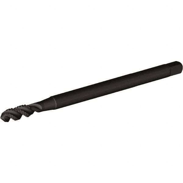 Kennametal - #10-32 UNF 2 Flute H5 Oxide Finish High Speed Steel Spiral Flute Extension Tap - Modified Bottoming Chamfer, 6" OAL, Series T830 - Exact Industrial Supply