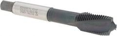 Kennametal - 1/2-20 UNF 3 Flute 3B Plug Spiral Flute Tap - Vanadium High Speed Steel, AlCrTiN Finish, 3-3/8" OAL, Left Hand Flute, Right Hand Thread, H3, Series T690 - Apex Tool & Supply