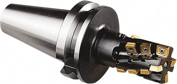 Seco - 50mm Cut Diam, 77mm Max Depth of Cut, 250mm OAL, Indexable Square Shoulder Helical End Mill - BT50 Taper Shank, 90° Lead Angle, Series Turbo - Apex Tool & Supply