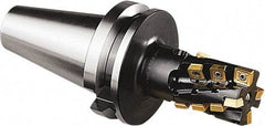 Seco - 50mm Cut Diam, 77mm Max Depth of Cut, 250mm OAL, Indexable Square Shoulder Helical End Mill - BT50 Taper Shank, 90° Lead Angle, Series Turbo - Apex Tool & Supply