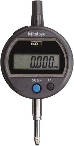 Mitutoyo - 0 to 12.7mm Range, 0.001mm Graduation, Electronic Drop Indicator - Lug Back, Accurate to 0.003mm, Metric System, LCD Display - Apex Tool & Supply
