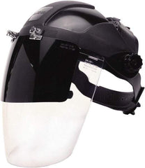 Sellstrom - Nylon Black Ratchet Adjustment, Face Shield & Headgear Set - 12-1/8" Wide x 9" High x 0.06" Thick, Anti-Fog, Clear Window - Apex Tool & Supply