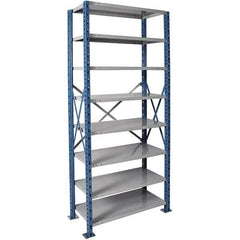 Hallowell - 8 Shelf Starter Extra Heavy-Duty Open Steel Shelving - 1 Lb Capacity, 48" Wide x 123" High x 24" Deep, Blue/Platinum - Apex Tool & Supply