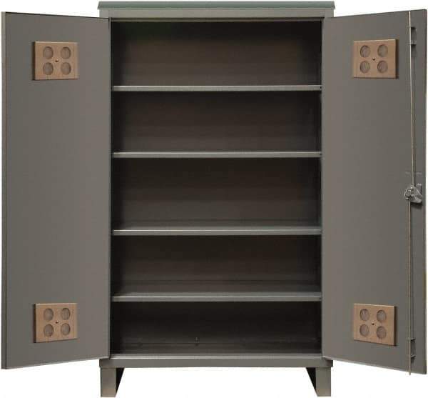 Durham - 4 Shelf Locking Storage Cabinet - Steel, 48" Wide x 24" Deep x 78" High, Gray - Apex Tool & Supply