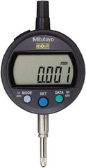 Mitutoyo - 0 to 12.7mm Range, 0.001mm Graduation, Electronic Drop Indicator - Flat Back, Accurate to 0.003mm, Metric System, LCD Display - Apex Tool & Supply