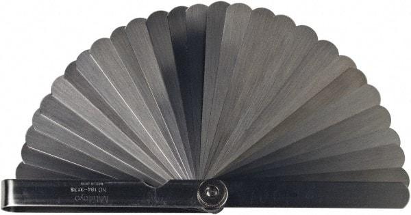 Mitutoyo - 28 Piece, 0.05 to 1mm Feeler Gage Set - 100mm Long x 13mm Wide, Tempered Steel - Apex Tool & Supply