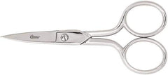 Clauss - 1" LOC, 6-5/8" OAL Carbon Steel Curved Scissors - Offset Handle, For Paper, Fabric - Apex Tool & Supply