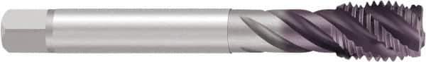 Emuge - 1-8 UNC 5 Flute 2B Bottoming Spiral Flute Tap - Cobalt, TiCN Finish, 6.299" OAL, Right Hand Flute, Right Hand Thread, Series Enorm - Apex Tool & Supply