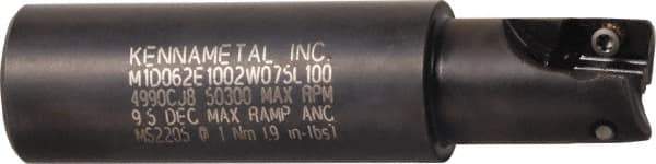 Kennametal - 1-1/4" Cut Diam, 0.392" Max Depth of Cut, 1-1/4" Shank Diam, 3.88" OAL, Indexable Square Shoulder End Mill - EC10.., EP10.. Inserts, Weldon Shank, 0° Lead Angle, Through Coolant - Apex Tool & Supply