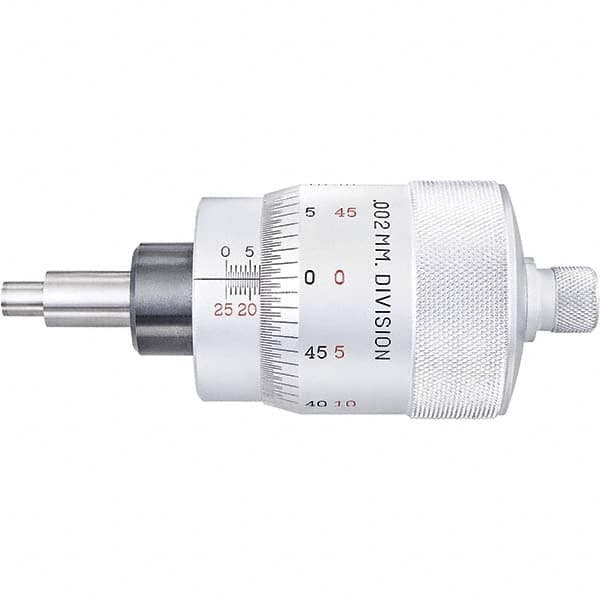 Starrett - 25mm, 2-1/16 Inch Plain Thimble, 5/16 Inch Diameter x 1-7/16 Inch Long Spindle, Mechanical Micrometer Head - Apex Tool & Supply