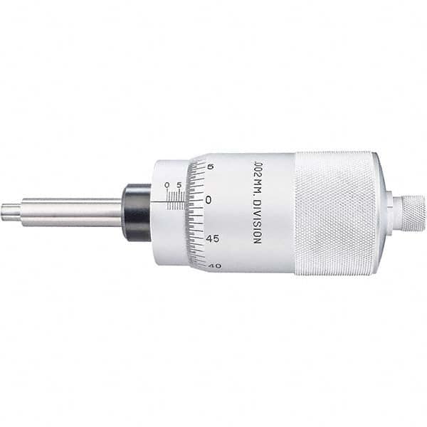 Starrett - 25mm, 2-1/16 Inch Plain Thimble, 5/16 Inch Diameter x 2-7/16 Inch Long Spindle, Mechanical Micrometer Head - Apex Tool & Supply