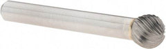 Cle-Line - 3/8" Cut Diam, 1/4" Shank Diam, Ball Head Single Cut Burr - Carbide, 3/8" LOC, 2-5/64" OAL - Apex Tool & Supply