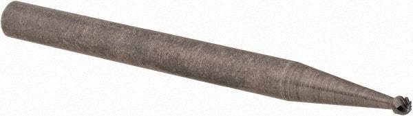 Cle-Line - 1/16" Cut Diam, 1/8" Shank Diam, Ball Head Single Cut Burr - Carbide, 1/16" LOC, 1-1/2" OAL - Apex Tool & Supply