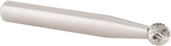 Cle-Line - 1/4" Cut Diam, 1/4" Shank Diam, Ball Head Double Cut Burr - Carbide, 1/4" LOC, 2" OAL - Apex Tool & Supply