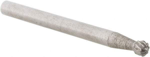 Cle-Line - 1/8" Cut Diam, 1/8" Shank Diam, Ball Head Double Cut Burr - Carbide, 1/8" LOC, 1-1/2" OAL - Apex Tool & Supply