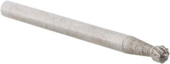 Cle-Line - 1/8" Cut Diam, 1/8" Shank Diam, Ball Head Double Cut Burr - Carbide, 1/8" LOC, 1-1/2" OAL - Apex Tool & Supply