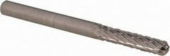 Cle-Line - 1/8" Cut Diam, 1/8" Shank Diam, Cylinder with Radius Head Double Cut Burr - Carbide, Radius End, 9/16" LOC, 1-1/2" OAL - Apex Tool & Supply