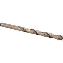 Chicago-Latrobe - Letter E (1/4) 135° Cobalt Jobber Drill - Gold Finish Finish, Right Hand Cut, Spiral Flute, Straight Shank, 101.6mm OAL, Split Point - Apex Tool & Supply
