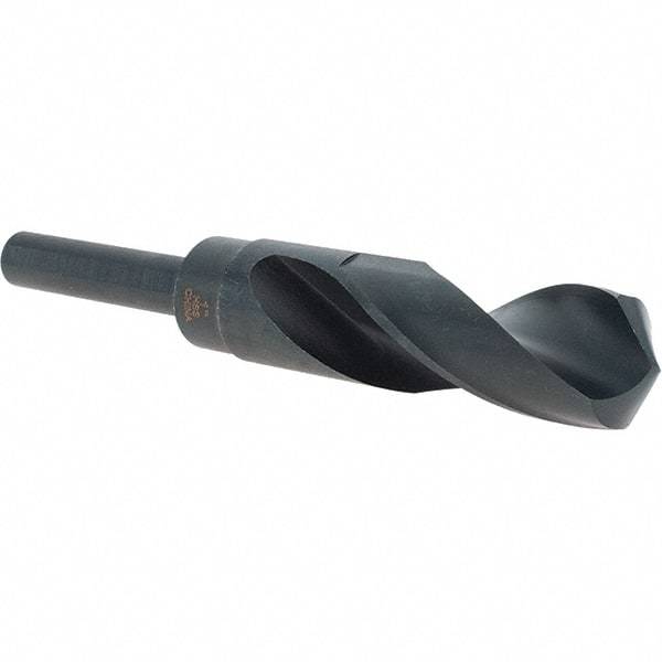 Cle-Force - 1" Drill, 118° Point, High Speed Steel Silver Deming & Reduced Shank Drill Bit - Oxide Finish, 6" OAL, Flats on Shank, 3-1/8" Flute Length, Right Hand Cut, Standard Point, Spiral Flute, Regular Spiral - Apex Tool & Supply