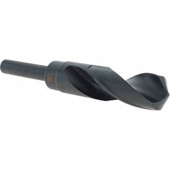 Cle-Force - 1" Drill, 118° Point, High Speed Steel Silver Deming & Reduced Shank Drill Bit - Oxide Finish, 6" OAL, Flats on Shank, 3-1/8" Flute Length, Right Hand Cut, Standard Point, Spiral Flute, Regular Spiral - Apex Tool & Supply